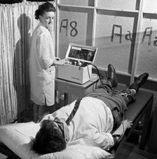 Nurse using a Cardiopan machine, Rotherham, South Yorkshire, 1967. Creator: Michael Walters