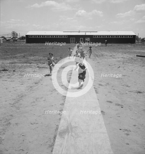 Nursery school children showing community...Farmersville FSA camp, Tulare County, CA, 1939 Creator: Dorothea Lange.