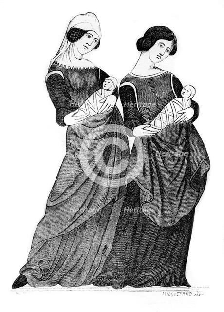 Nurses and sucklings, c1300, (1924). Artist: Hildierand