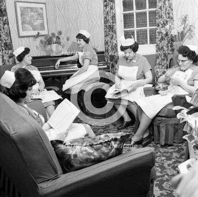Nurses' rest room, Montague Hospital, Mexborough, South Yorkshire, 1968. Creator: Michael Walters.