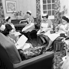 Nurses rest room, Montague Hospital, Mexborough, South Yorkshire, 1968. Creator: Michael Walters