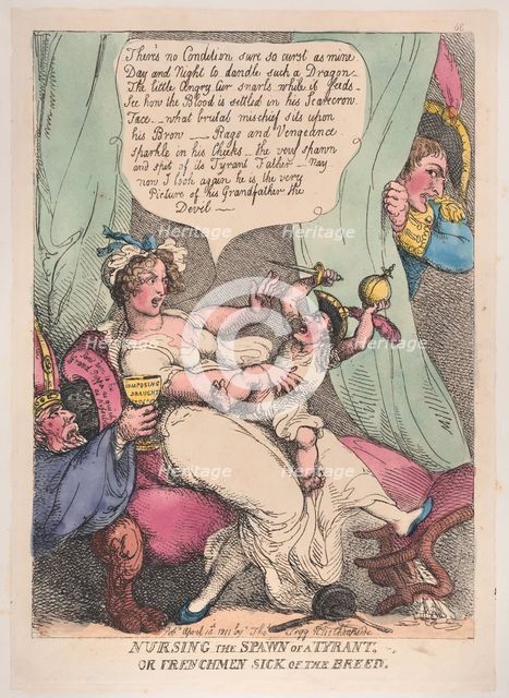 Nursing the Spawn of a Tyrant, April 14, 1811., April 14, 1811. Creator: Thomas Rowlandson.
