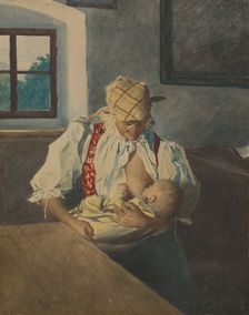 Nursing mother, 1910. Creator: Gustav Mally