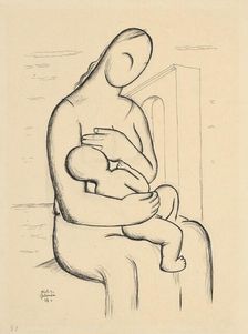 Nursing mother with architecture in the background, 1928-1932. Creator: Mikulas Galanda