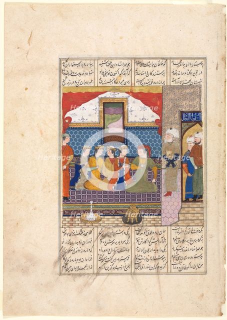 Nushirwan Sends Mihran Sitad to Fetch the Daughter of the King of China (Recto)..., c. 1482. Creator: Unknown.