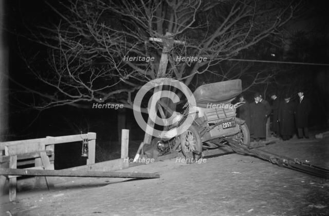 N.Y.C. auto wrecked in Central Park, between c1910 and c1915. Creator: Bain News Service.
