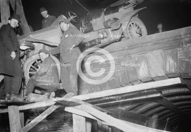 N.Y.C. auto wrecked in Central Park, between c1910 and c1915. Creator: Bain News Service.