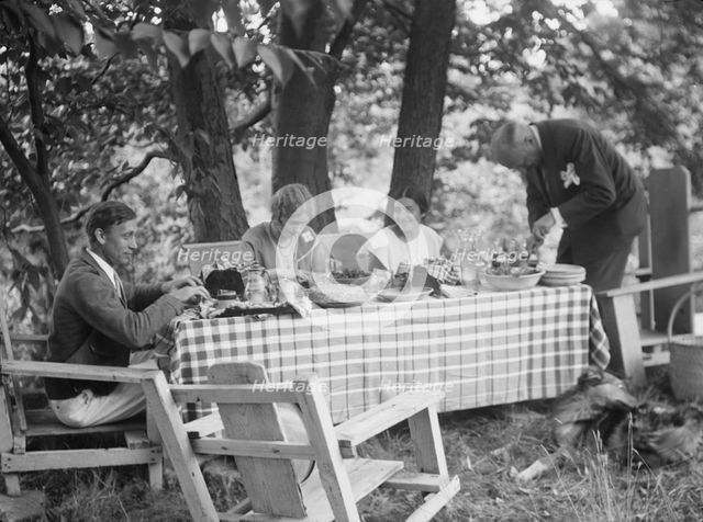 Nyland group, eating outdoors, 1932 Creator: Arnold Genthe.