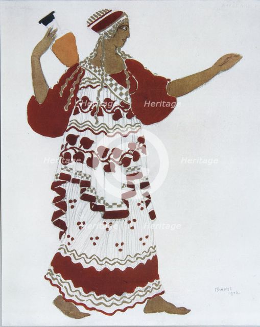 Nymph. Costume design for the ballet The Afternoon of a Faun by C. Debussy, 1912. Artist: Bakst, Léon (1866-1924)