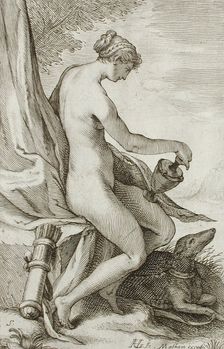 Nymph and Greyhound, between 1607 and 1610. Creator: Jacob Matham