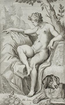 Nymph and Hound, between 1607 and 1610. Creator: Jacob Matham