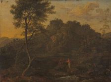 Nymph and Shepherd Making Music in a Landscape, c.1685. Creator: Abraham Genoels II