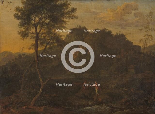 Nymph and Shepherd Making Music in a Landscape, c.1685. Creator: Abraham Genoels II.