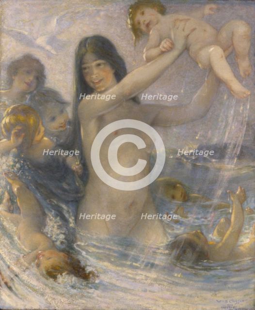 Nymph and Water Babies at Play, 1908. Creator: William Baxter Palmer Closson.