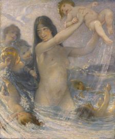 Nymph and Water Babies at Play, 1908. Creator: William Baxter Palmer Closson