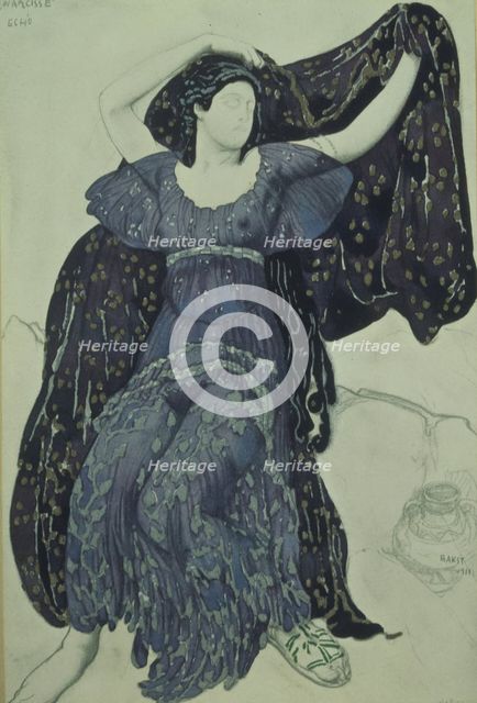 Nymph Echo. Costume design for the ballet Narcisse by N. Tcherepnin, 1911. Artist: Bakst, Léon (1866-1924)