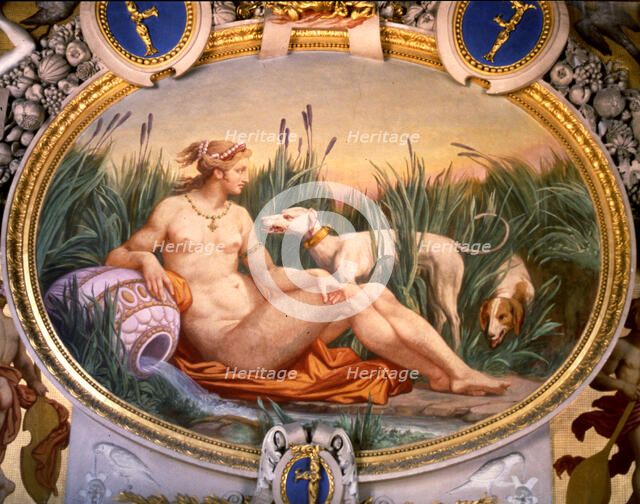  'Nymph of Fontainebleau', a detail of the Nymphs gallery on a sketch by Le Rosso painted by Pier…