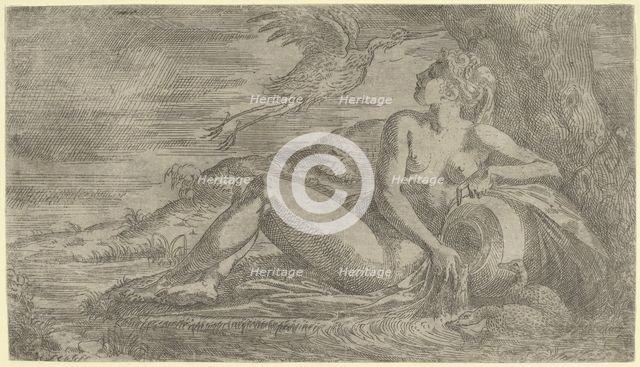 Nymph Watching a Heron Flying Away, ca. 1542-45. Creator: Leon Davent.
