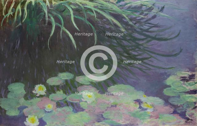 Nymphéas avec reflets de hautes herbes (Water lilies with reflections of tall grass), 1897. Creator: Monet, Claude (1840-1926).