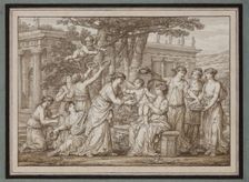 Nymphs Adorning Love with Flowers, 1796. Creator: Joseph-Marie Vien the Elder