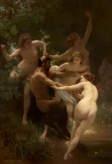 Nymphs And Satyr, 1873. Creator: William-Adolphe Bouguereau