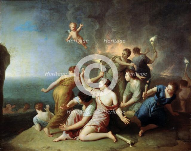 'Nymphs Burning the Ship of Telemachus', 1746. Artist: Henri Antoine de Favannes