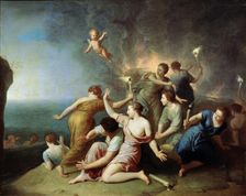 Nymphs Burning the Ship of Telemachus 1746. Artist: Henri Antoine de Favannes