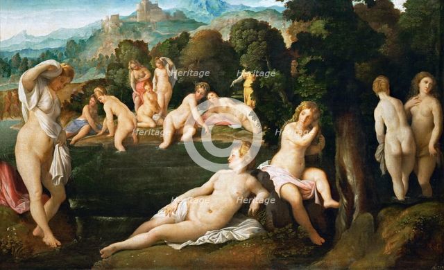 Nymphs Bathing, ca 1528. Artist: Palma il Vecchio, Jacopo, the Elder (1480-1528)