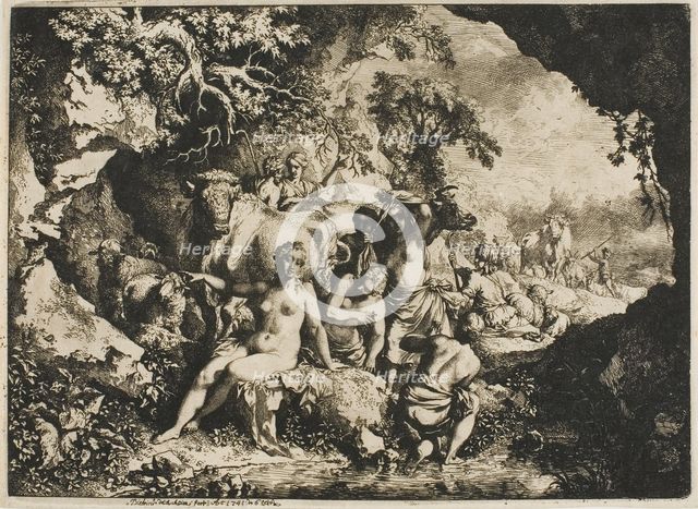 Nymphs Bathing Near a Cave, 1741. Creator: Christian Wilhelm Ernst Dietrich.