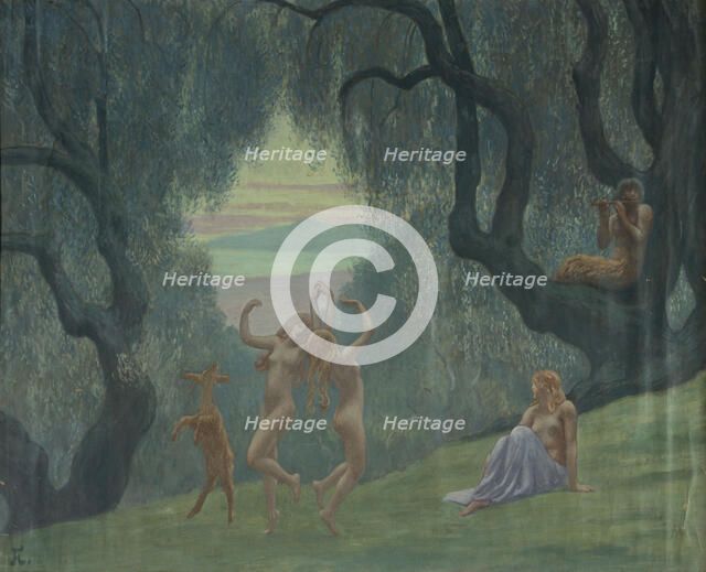 Nymphs dancing, c.1910. Creator: Jean Francis Auburtin.