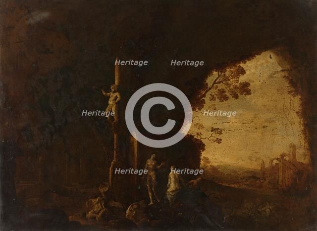 Nymphs in a Cave with Antique Ruins, c.1645-c.1655. Creator: Petrus van Hattich.