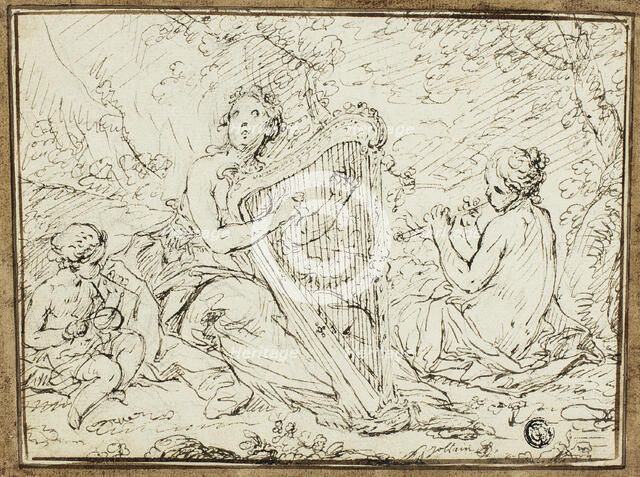 Nymphs Playing Musical Instruments, n.d. Creator: Nicolas-Rene Jollain.