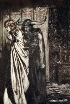 O wife betrayed I will avenge they trust deceived! 1924. Creator: Arthur Rackham