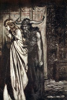 O wife betrayed I will avenge they trust deceived! 1924. Creator: Arthur Rackham