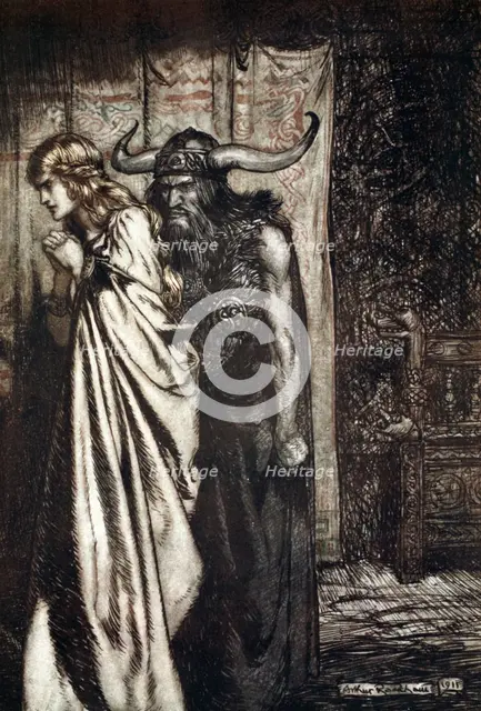 'O wife betrayed I will avenge they trust deceived!', 1924.  Creator: Arthur Rackham.