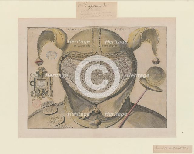 O caput elleboro dignum (Fool's Cap Map of the World), c1590. Creator: Gourmont, Jean de, (after) (1506-1551).