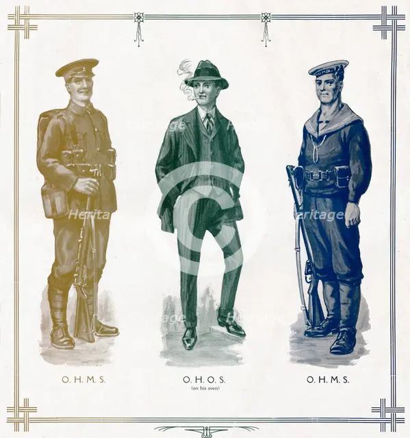 'O.H.M.S, O.H.O.S. (on his own), O.H.M.S.', 1916. Artist: Unknown.