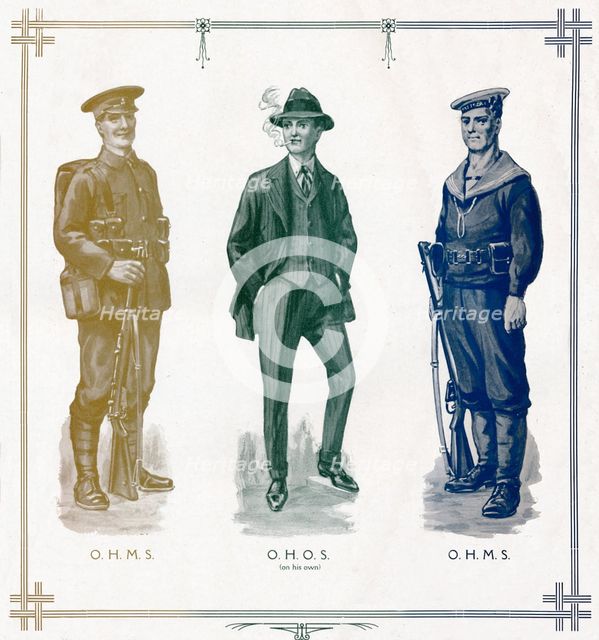 'O.H.M.S, O.H.O.S. (on his own), O.H.M.S.', 1916. Artist: Unknown.