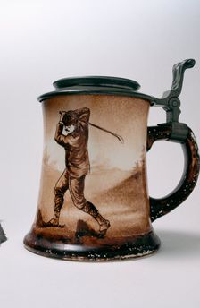 O'Hara Dale stein mug with golfing theme, American, c1900. Creator: Unknown