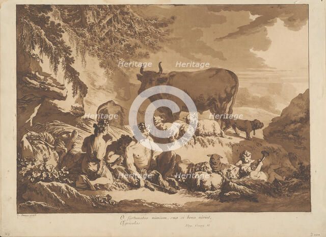 O How Extremely Happy Could Farmers Be, if only they would count their blessings, 1768. Creator: Jean Baptiste Le Prince.