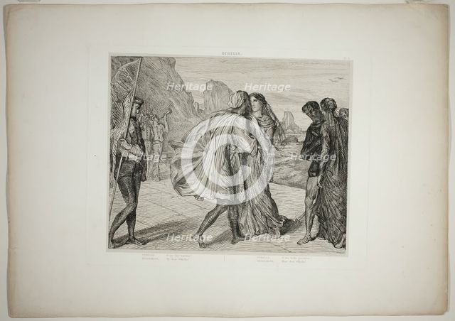 O My Fair Warrior!, plate five from Othello, 1844. Creator: Theodore Chasseriau.