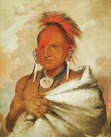 O-rón-gás-see, Bear-catcher, a Celebrated Warrior, 1832. Creator: George Catlin