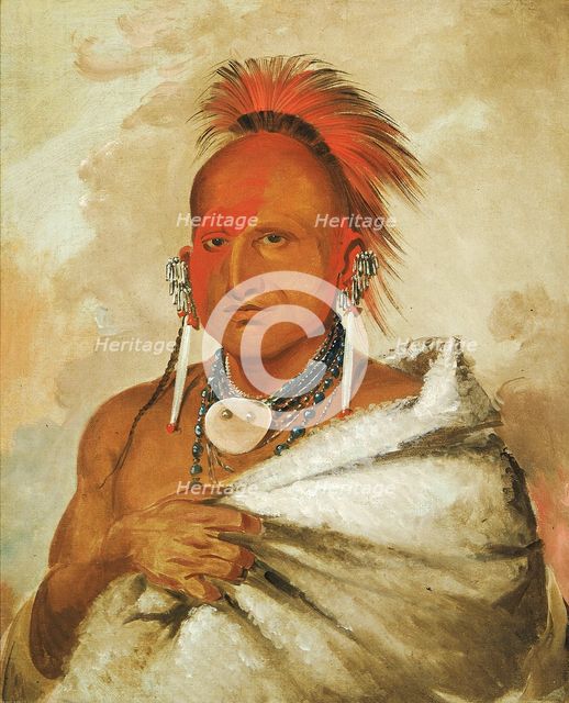 O-rón-gás-see, Bear-catcher, a Celebrated Warrior, 1832. Creator: George Catlin.