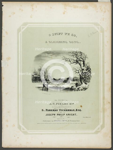O' Swift We Go, a Sleighing Song, 1840. Creator: Benjamin Champney.
