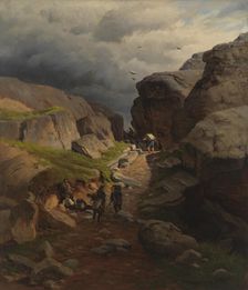 Smugglers in a mountain pass, 1870. Creator: Thorsten Waenerberg