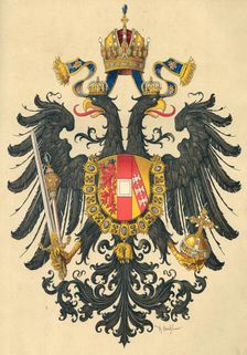 Small coat of arms of the Empire of Austria, 1890. Creator: Ströhl, Hugo Gerard (1851-1919)