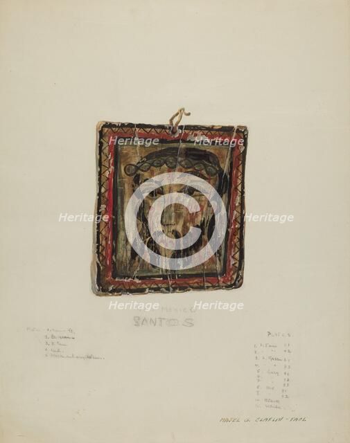 Small Christo Head - Retablo, c. 1940. Creator: Majel G. Claflin.