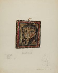 Small Christo Head - Retablo, c. 1940. Creator: Majel G. Claflin