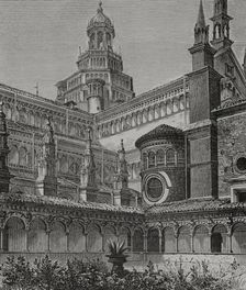 Small Cloister, Certosa di Pavia. Italy, 1877. Creator: Jules Jean Marie Joseph Huyot