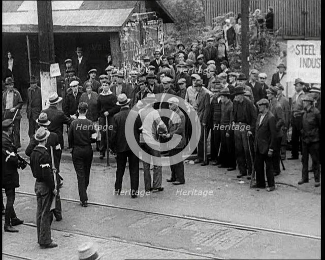 Small Crowd of American Civilians on a Demonstration/Strike, 1930. Creator: British Pathe Ltd.